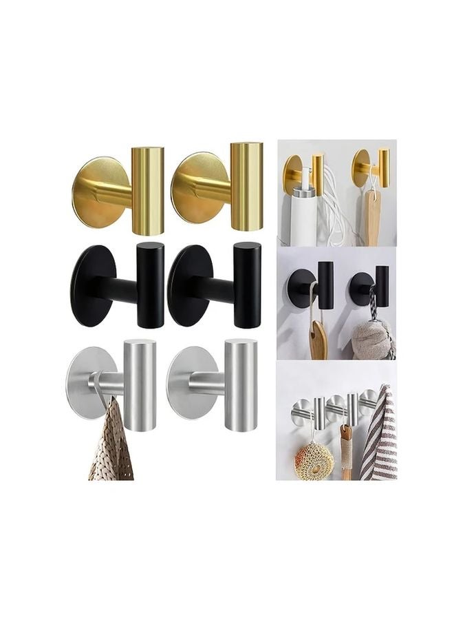 2Pcs Silvery Self Adhesive Stainless Steel Towel Hooks Heavy Duty Waterproof Wall Mounted - Image 2