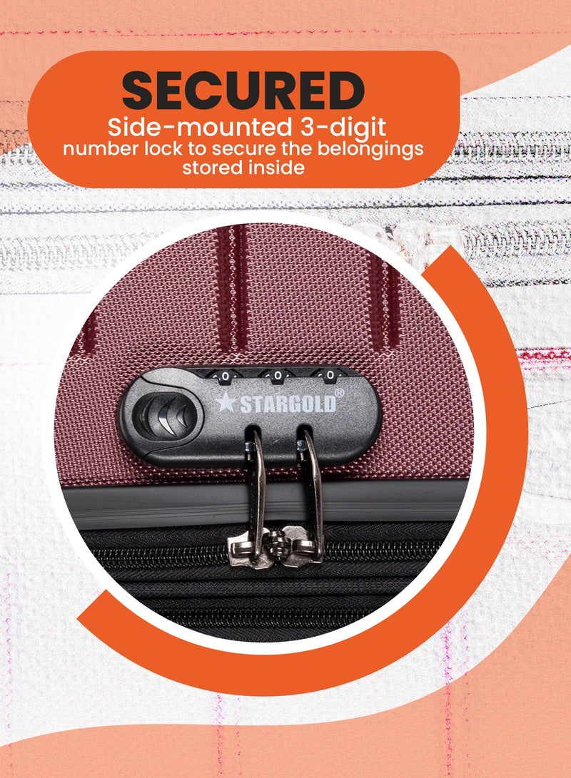 ستارجولد 4 عبوات من عربة أمتعة مقفلة ذات رقم دوار للجانب الصلب - Image 3