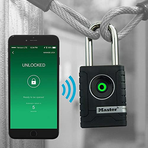 Master Lock Padlock, Outdoor Personal Use Bluetooth Lock, 2-7/32 in. Wide, 4401DLH - Image 2