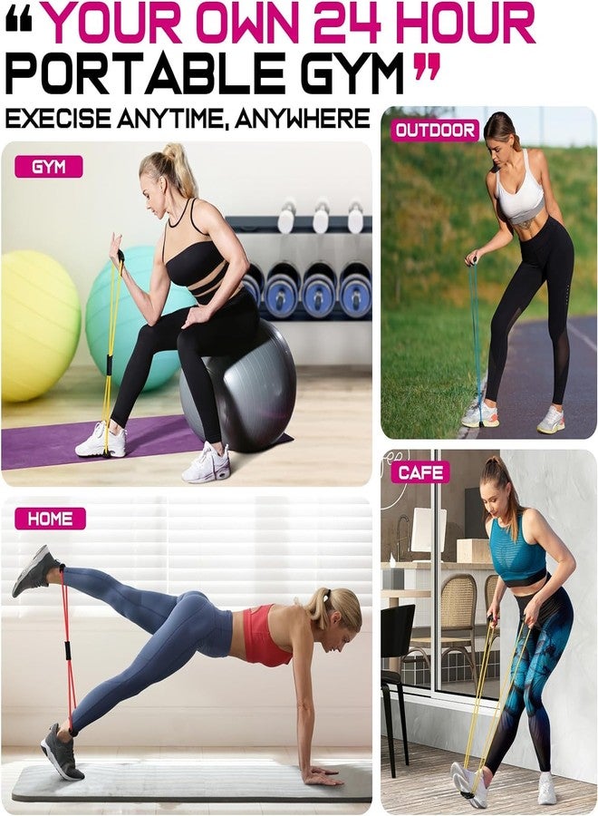 أنبوب تمارين السفر Fitfix® Total Fitness Stretch Body Toning and Stretching - شريط مقاومة من اللاتكس على شكل الرقم 8، 6.8 كجم (15 رطلاً) موسع صدر ناعم لتمارين الصدر والذراع والكتف (متعدد الألوان) - Image 2