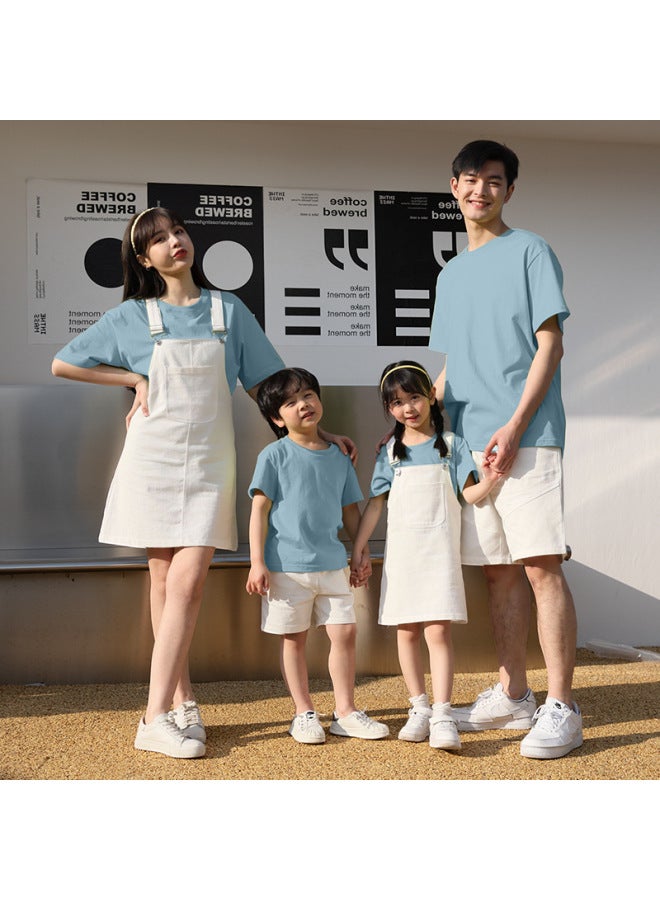 Laimonde Family Summer Suspender Skirt Denim Skirt A-line Skirt Short-sleeved Suit Mother-daughter Skirt Customization