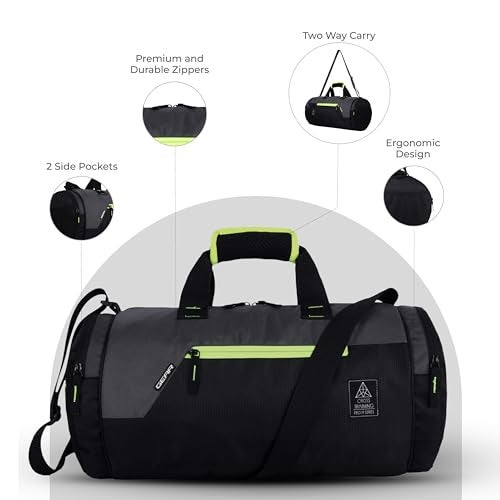Gear Cross Training 9"/29L Large Water Resistant Duffle Bag | Travel Bag | Gym Bag for Men & Women (Black - Grey) - Image 3