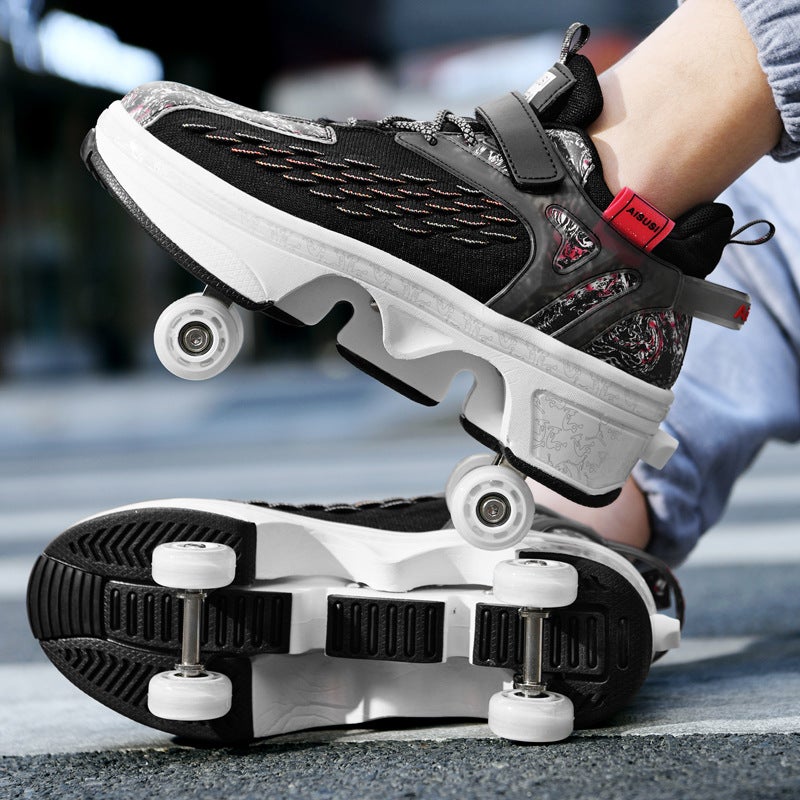 Generic Transformable High-Rebound Skating Shoes 9908 black ordinary version 
