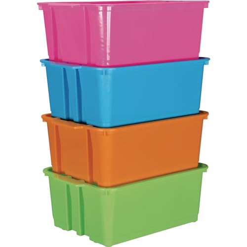 Really Good Stuff Classroom Stacking Bins - Neon - Set of 4 - Image 3
