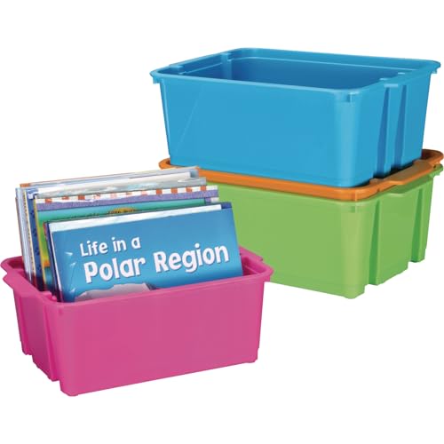Really Good Stuff Classroom Stacking Bins - Neon - Set of 4 - Image 4