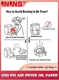 UNUNS Air Fryer Disposable Paper Liner,200 Pcs Non-stick Oil-proof Water-proof Air Fryer Liners,Food Grade Airfryer Parchment Paper For Frying Baking Cooking Roasting,Wood Color 6.5Inch Square  - Image 4