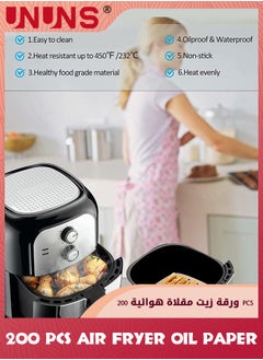 UNUNS Air Fryer Disposable Paper Liner,200 Pcs Non-stick Oil-proof Water-proof Air Fryer Liners,Food Grade Airfryer Parchment Paper For Frying Baking Cooking Roasting,Wood Color 6.5Inch Square  - Image 2