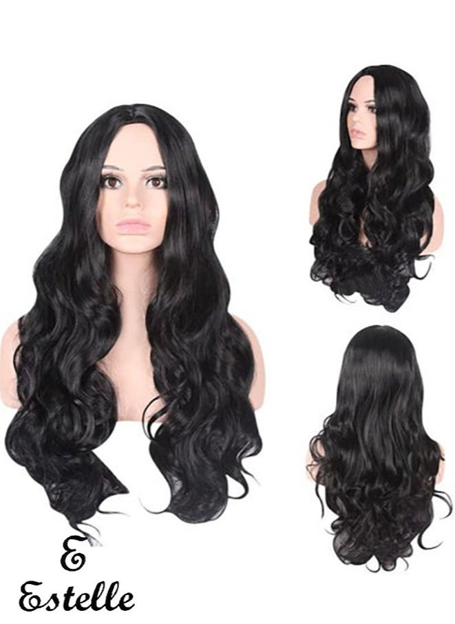 Estelle Fiber Heat Resistant Wig, Nature looking ,Curl ,Bodywave long Short Black for Cosplay Daily Party Use Synthetic Hair Replacement Wig For Fashion Women  - Image 1