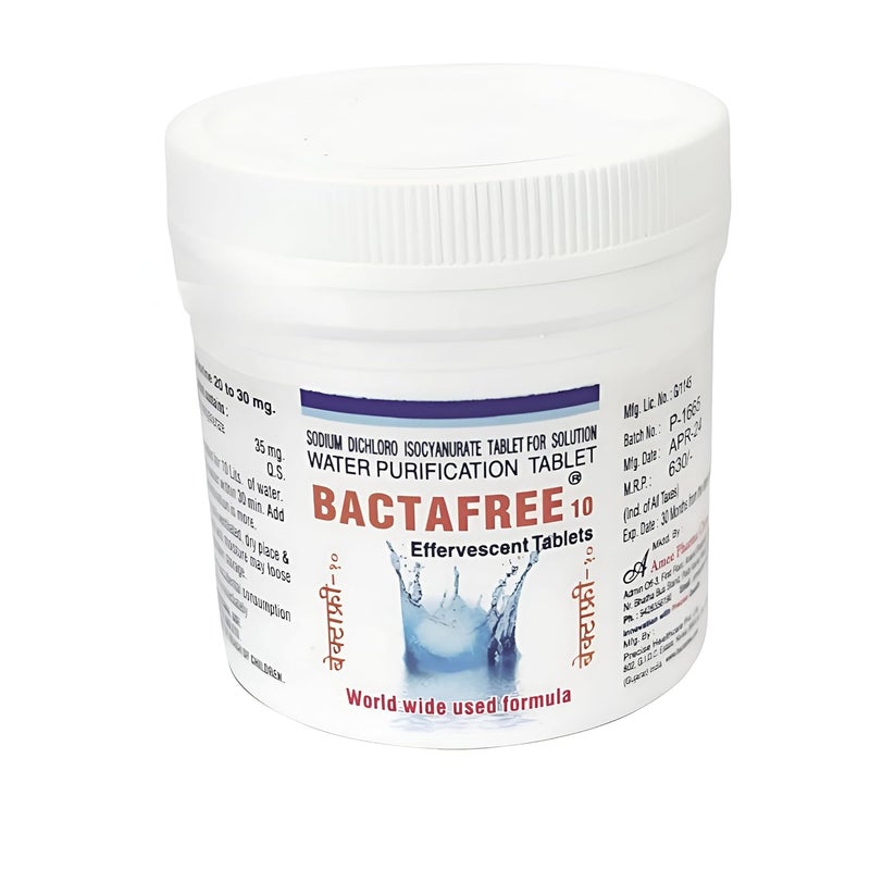 Bactafree Outdoor Travels Water Purification Tablets - Rapid Purification, Each Tablet Purifies Up to 10 Liters, Versatile Use for Camping, Hiking, and Emergencies - Image 1
