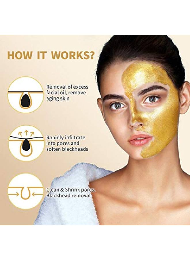 POP MODERN.C Blackhead Remover Mask 24K Gold Peel Off Mask Gold Facial Mask Antiaging Deep Cleansing Reduces Fine Lines＆ Wrinkles Great For All Skin With Blackhead Remover Extractor Tools Kit & Mask Brush  - Image 4