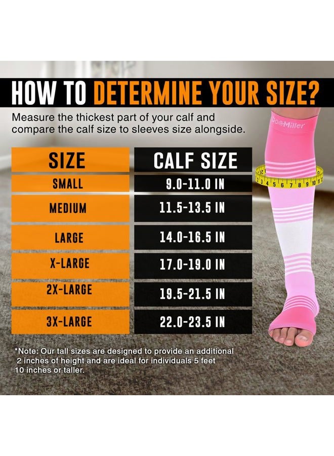 Doc Miller Premium Open Toe Compression Socks Dress Series 1 Pair 20-30mmHg, Toeless Compression Socks Women, Open Toe Pinkpinkwhite, M - Image 3