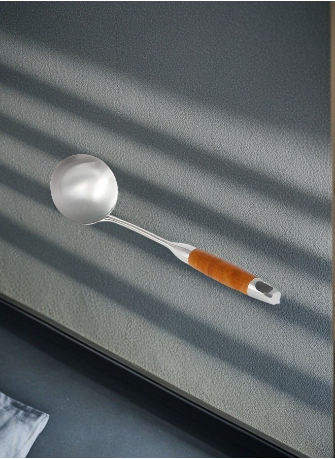 C&E Cooking wooden handle spoon, used for cooking, stirring and serving, large-sized non-stick wooden handle spoon; Long-handled spoon, a spoon for stirring and cooking  - Image 2