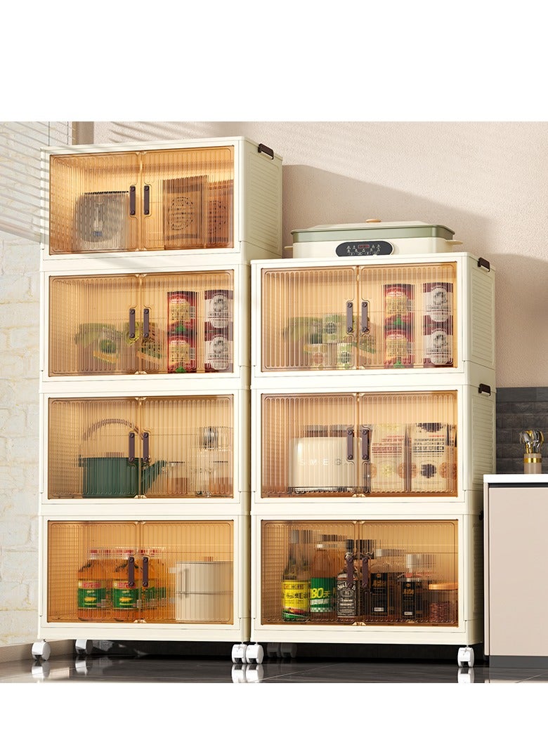 يوفان خزائن تخزين متعددة الوظائف قابلة للطي بخمس طبقات مع عجلات، منظم خزانة بلاستيكي شفاف بعرض 50 سم للمنزل والمكتب - Image 5