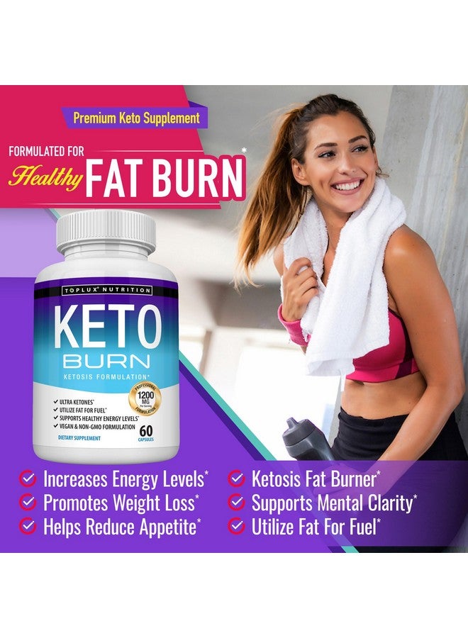 Toplux حبوب كيتو بيرن كيتوزيس - 1200 ملغ متقدمة للغاية طبيعية كيتونية باستخدام نظام كيتون الغذائي دعم الطاقة والتركيز للرجال والنساء 60 كبسولة - Image 2