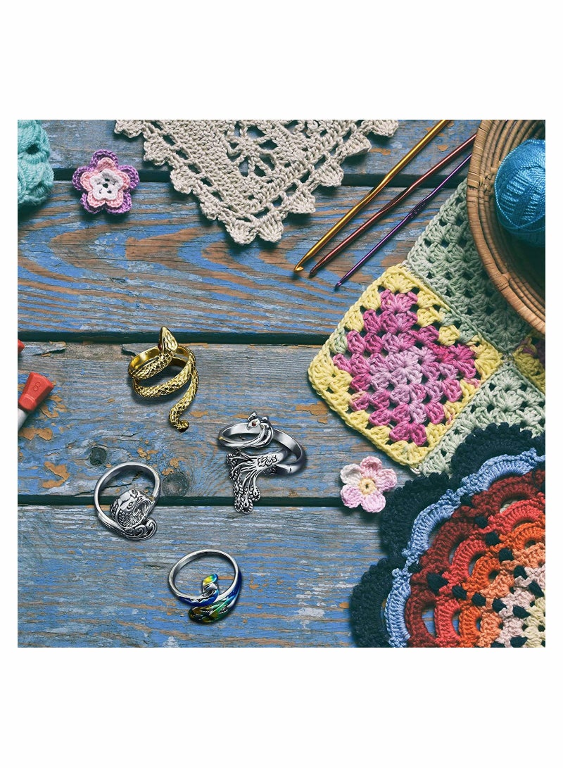 Zikra 8 Pieces Crochet Ring Crochet Loop Ring Crochet Ring for Finger Yarn Ring Adjustable Knitting Loop Crochet for Faster Knitting Finger Yarn Guide - Image 5