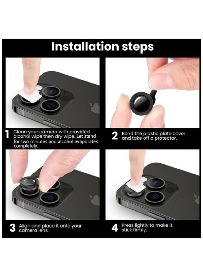 CATANES 3-peice Camera Lens Protector for iPhone 13 Pro Max and 13 Pro Tempered Glass HD Ultra Thin Film Black - Image 4