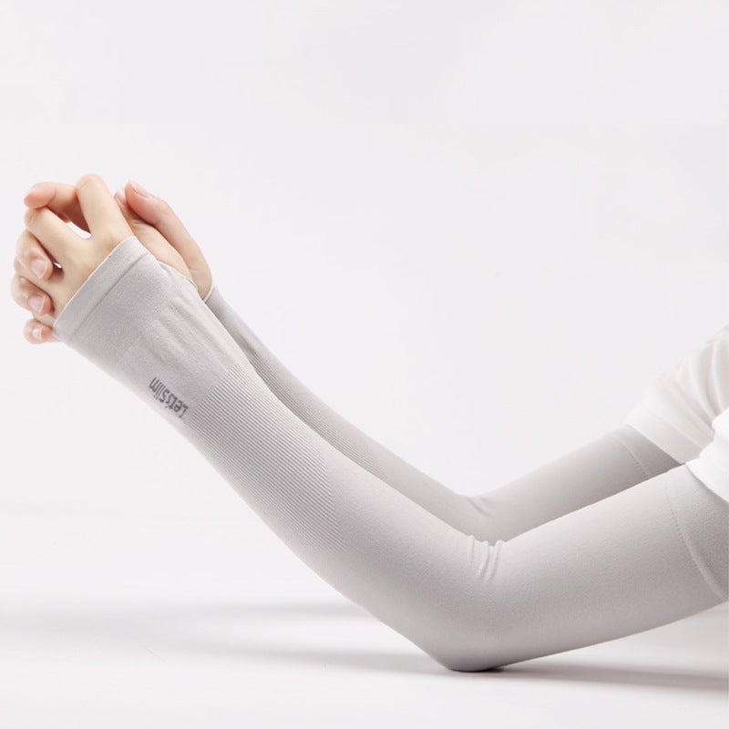 Generic Running men with Ice Silk sunscreen sleeves men and women outdoor driving breathable arm cover manufacturers wholesale custom LOGO Missing fingers-Gray 