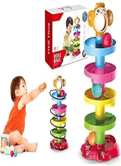 MR Roll Ball Tower for Toddlers, Ball Drop and Roll Swirling Tower Educational Brain Development Toy Activity & Learning Monkey Toys for Kids Best Gift for Children(5 Layer) Set of 1