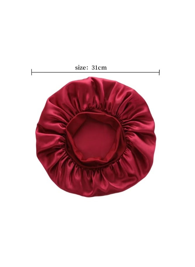 Generic Soft satin soft satin night cap sleep cap for women girls Red  - Image 3