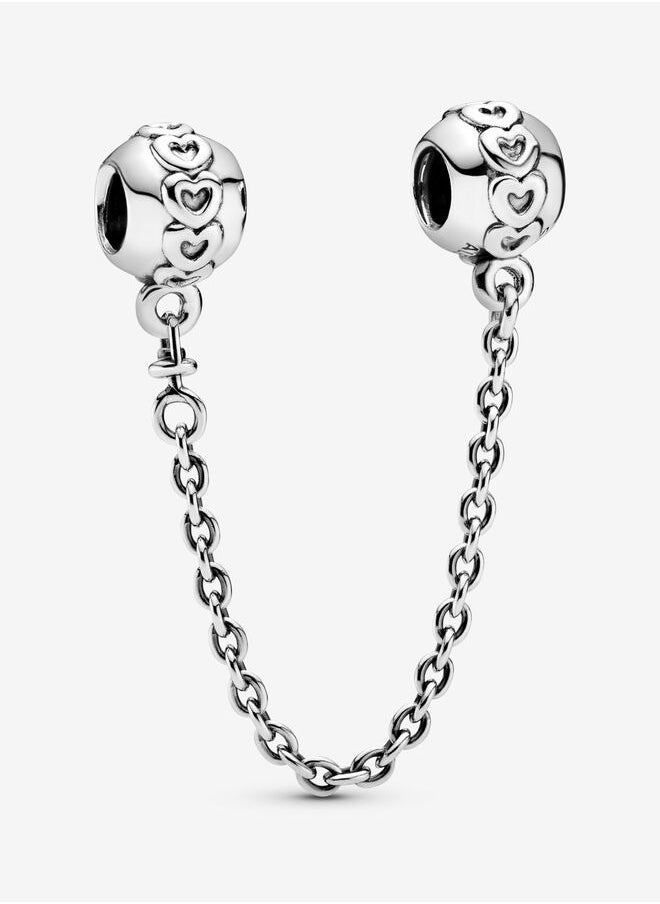 Chomel - 925 Sterling Silver Band of Hearts Safety Chain Charm for Pandora Moments Women's Bracelet 791088 - Image 1