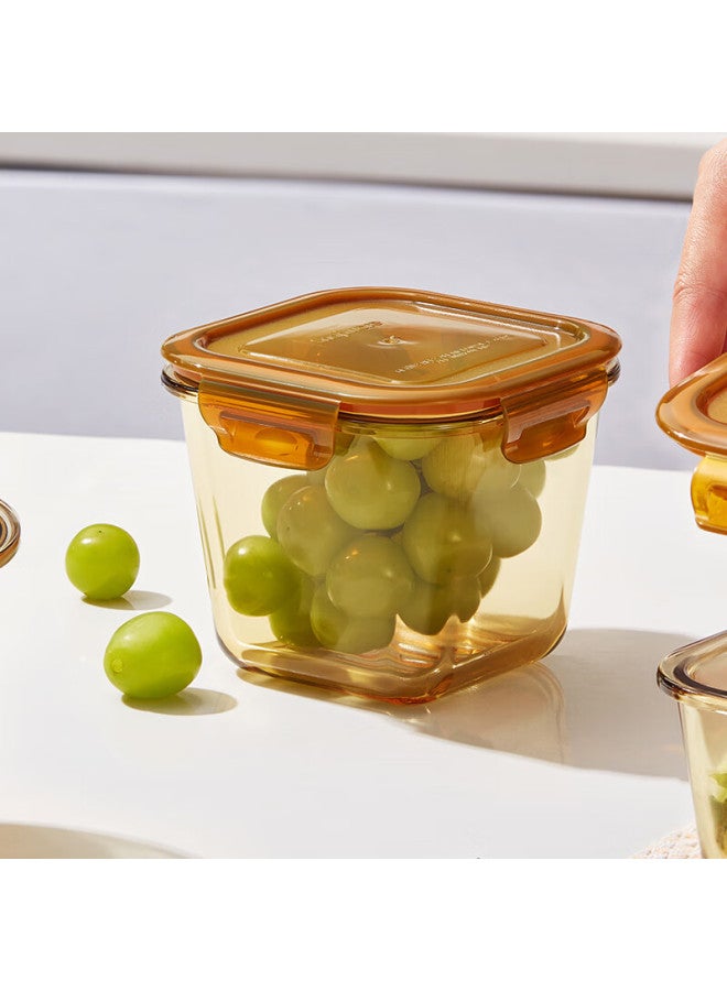 Visions Corning Amber-colored Raised Food Storage Containers, 2-piece Set, Sealed Heat-resistant Glass Soup Bowls, Bento Lunch Boxes, 700ml+900ml - Image 3