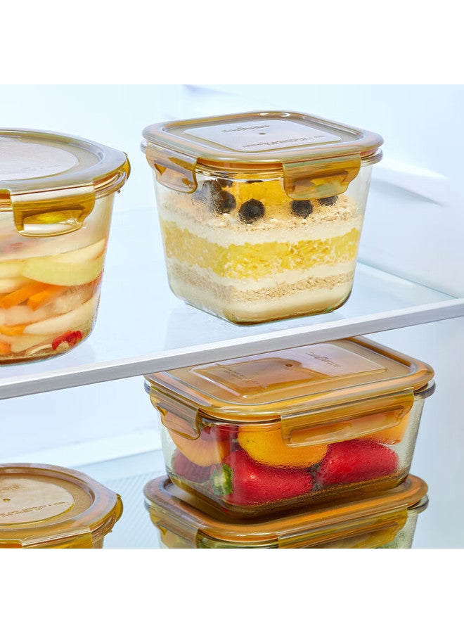 Visions Corning Amber-colored Raised Food Storage Containers, 2-piece Set, Sealed Heat-resistant Glass Soup Bowls, Bento Lunch Boxes, 700ml+900ml - Image 4