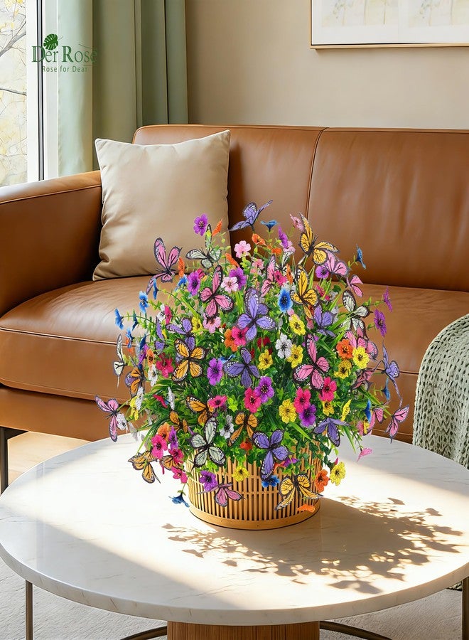 Der Rose 12Pcs Artificial Flowers for Outdoors with Large Fake Butterfly Flowers, Colorful Faux Flowers UV Resistant Outdoor Plants for Porch Patio Garden Window Box Outside Decor - Image 5