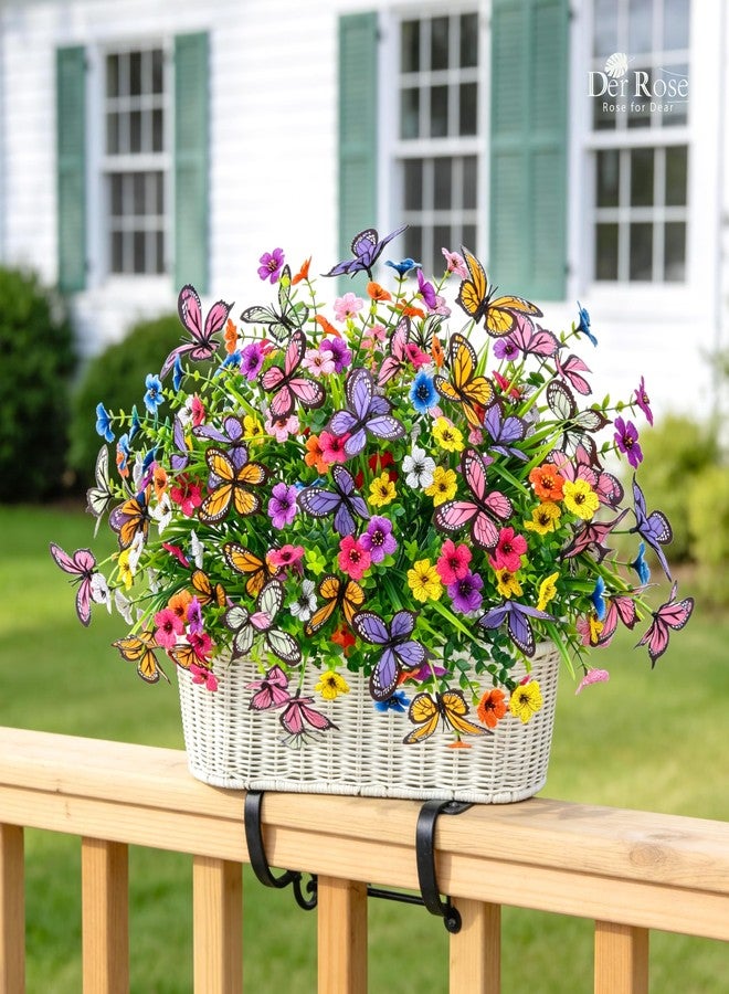 Der Rose 12Pcs Artificial Flowers for Outdoors with Large Fake Butterfly Flowers, Colorful Faux Flowers UV Resistant Outdoor Plants for Porch Patio Garden Window Box Outside Decor - Image 4