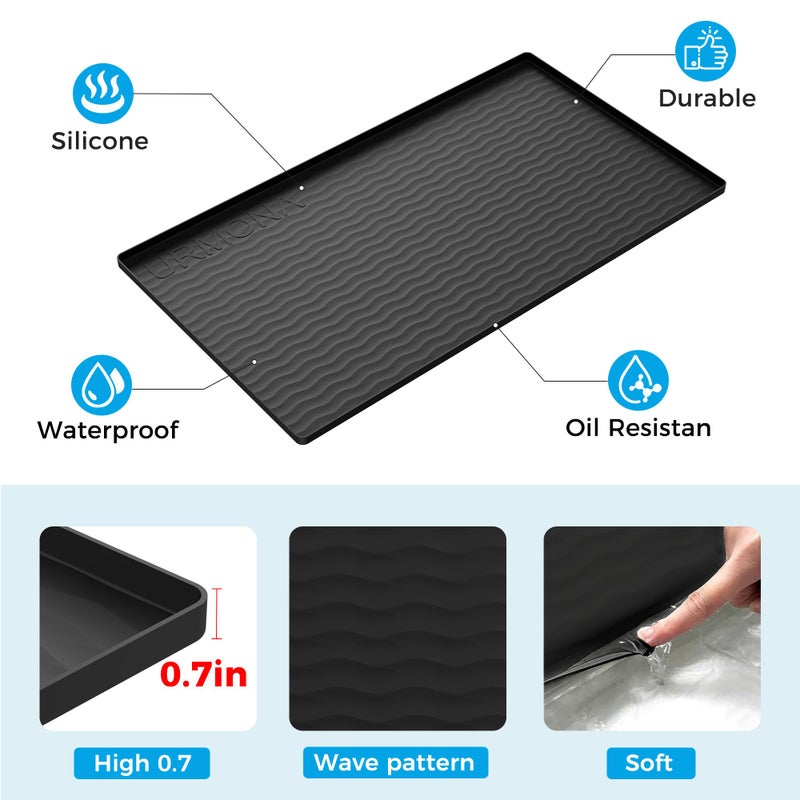 URMONA 19'' x 19'' Waterproof Silicone Under Sink Mat Cabinet and Counter Protector, Shelf Liner for Kitchen and Bathroom, Storage and Organizers, Litter Mat, Pet Cat Puppy Essentialsï¼ˆBlackï¼‰ - Image 2