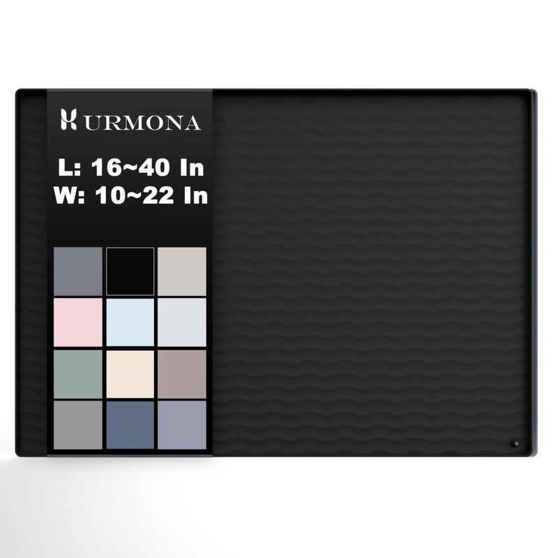 URMONA 19'' x 19'' Waterproof Silicone Under Sink Mat Cabinet and Counter Protector, Shelf Liner for Kitchen and Bathroom, Storage and Organizers, Litter Mat, Pet Cat Puppy Essentialsï¼ˆBlackï¼‰ - Image 1