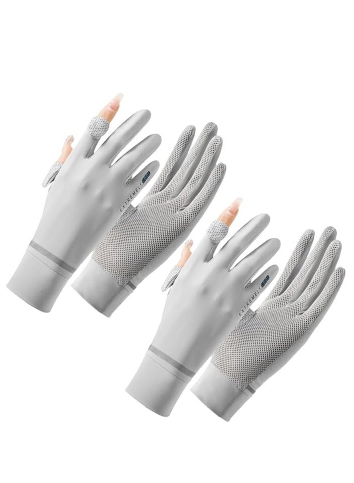 ECVV قفازات شمسية واقية للنساء - 2 زوج لحماية من الأشعة فوق البنفسجية - قفازات للحماية من الشمس - قفازات تعمل باللمس للقيادة وركوب الدراجات - Image 1