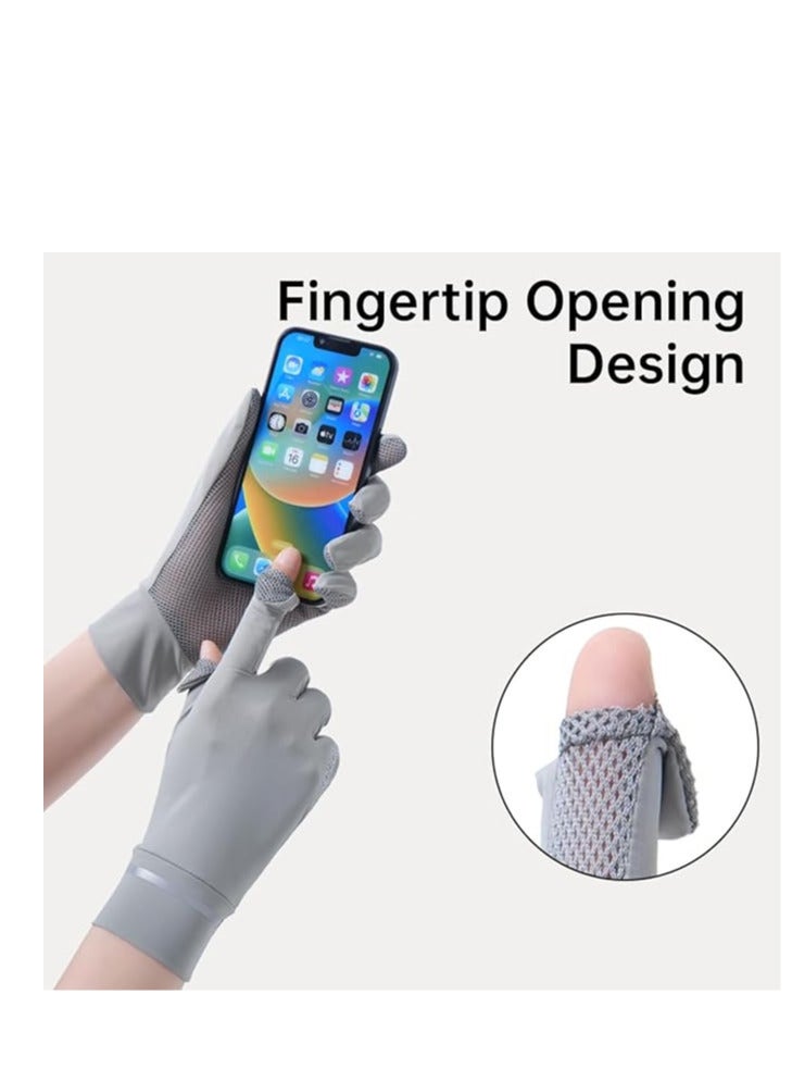 ECVV قفازات شمسية واقية للنساء - 2 زوج لحماية من الأشعة فوق البنفسجية - قفازات للحماية من الشمس - قفازات تعمل باللمس للقيادة وركوب الدراجات - Image 2