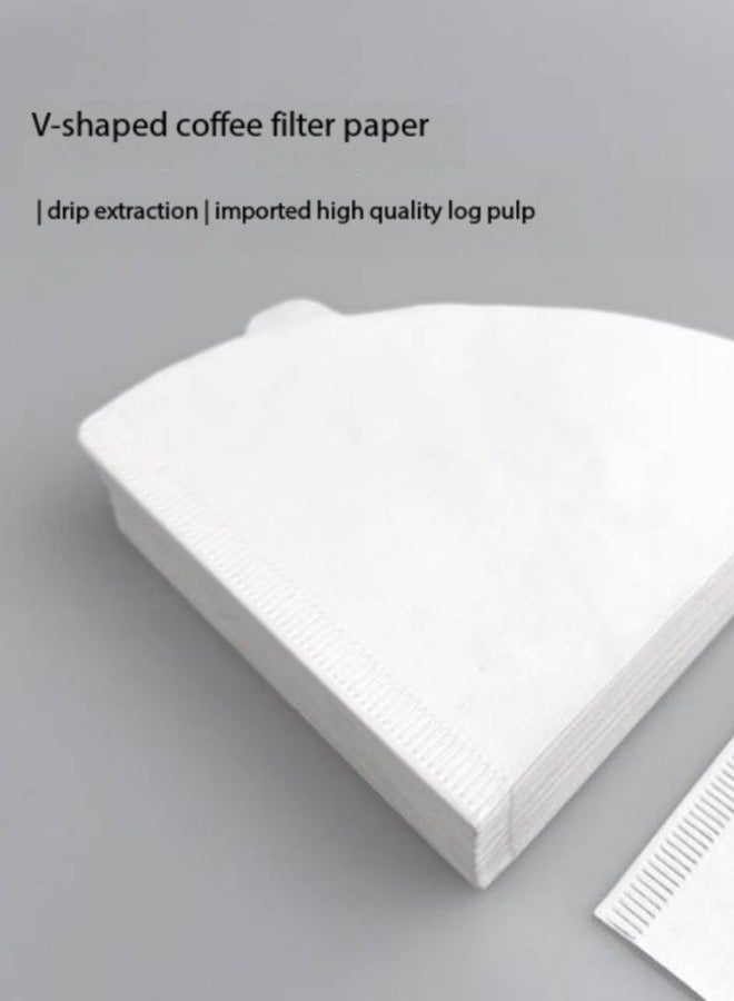 V-shaped disposable coffee filter paper made of wood pulp, bleach-free white disposable coffee filter paper, 100 pieces per box of disposable coffee filter paper - Image 2