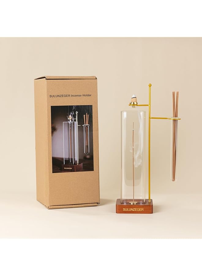 erorex Incense Holder Oud Burner Holder With Removable Glass Cover And Incense Storage Tube Incense Sticks Holder For Yoga Spa Madiation Relaxation Home Decor - Image 4