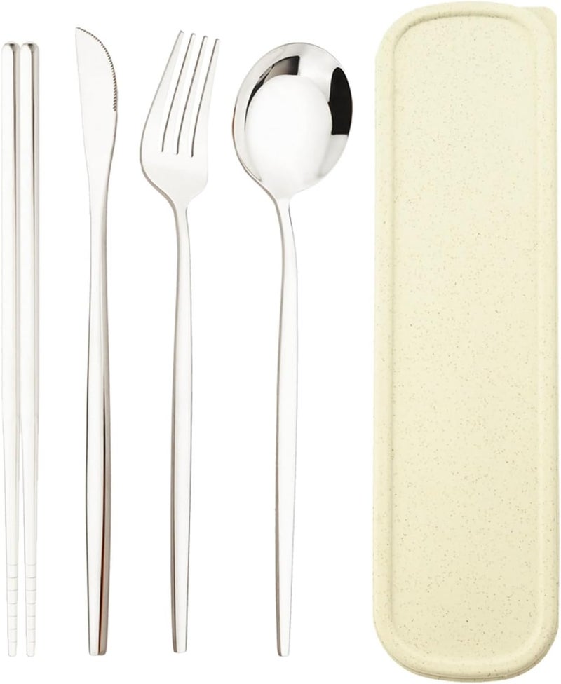 4pcs Stainless Steel Cutlery Set With Storage Box Black Gold Portable For Home Kitchen Dining Household Tableware(Purple) - Image 1