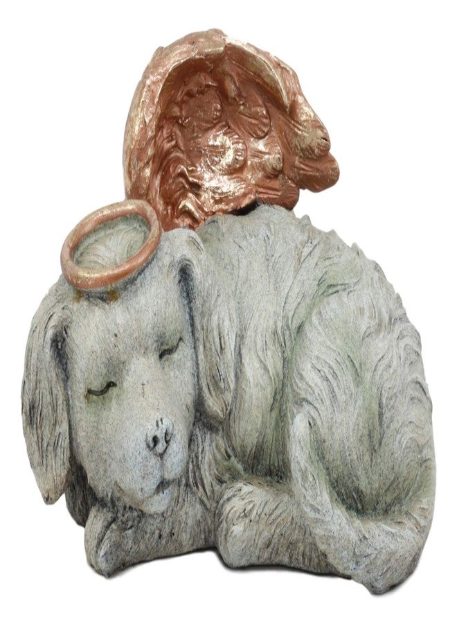Ebros Gift Heavenly Sleeping Angel Dog with Golden Halo and Wings Small Cremation Urn Sculpture 8" Long Pet Memorial All Dogs Go to Heaven - Image 2