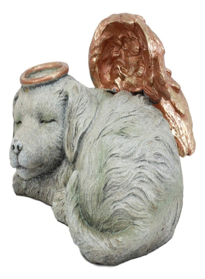 Ebros Gift Heavenly Sleeping Angel Dog with Golden Halo and Wings Small Cremation Urn Sculpture 8" Long Pet Memorial All Dogs Go to Heaven - Image 3