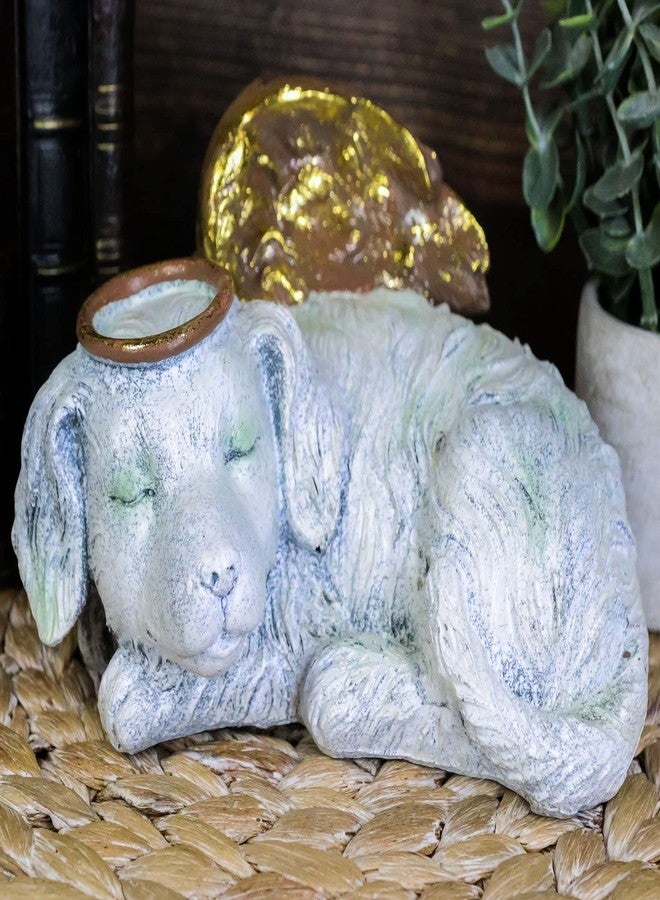 Ebros Gift Heavenly Sleeping Angel Dog with Golden Halo and Wings Small Cremation Urn Sculpture 8" Long Pet Memorial All Dogs Go to Heaven - Image 1