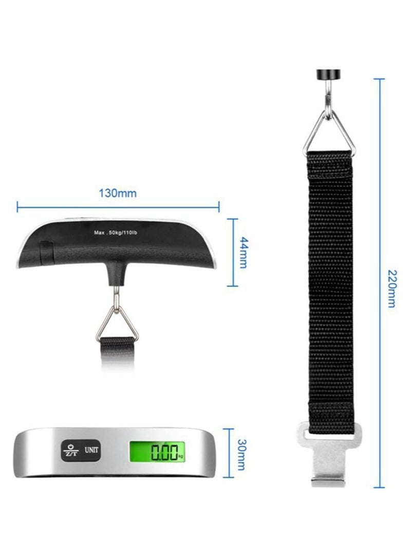 Travel inspira Luggage Scale, Portable Digital Hanging Baggage Scale for Travel, Suitcase Weight Scale with Rubber Paint, 110 Pounds