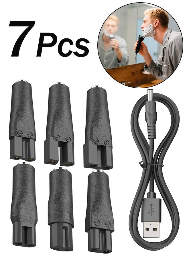 Shaver Charger 6 Pcs Universal Shaver Converter 6 Unique Head Shape Power Cord Supply Adapter DC Connector  Beard Trimmer Charger Men's Razor Charger Cable Kit  Multi-Functional Charging - Image 1