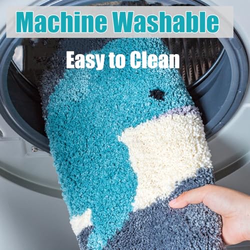 IcosaMro Grey Whale Bath Rug - Non-Slip Soft Absorbent Machine Washable Shower Bath Mat, 16Wx24L Inch - Image 3