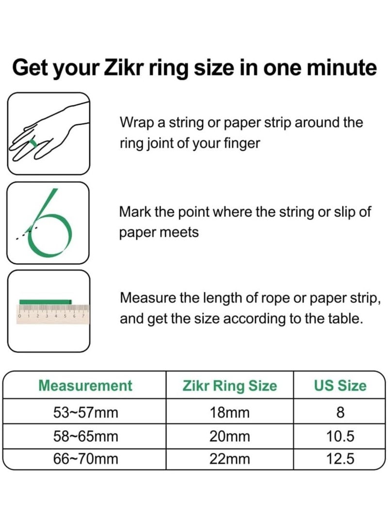 Zikr Tasbih Rings Smart Counter ring with app (18mm White ) - Image 5