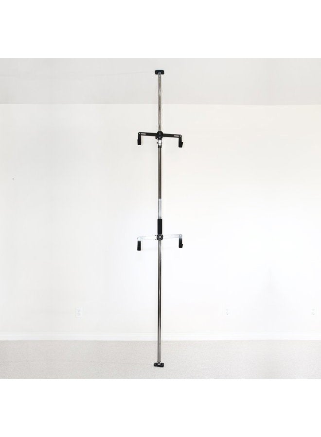 SPAREHAND Dual Bike Storage Rack - Heavy Duty, Adjustable Q-Rack II with 80 Lbs. Weight Capacity - Vertical Floor Storage System for 2 Bikes - Ideal for Garage and Indoor Bicycle Storage - Chrome - Image 2