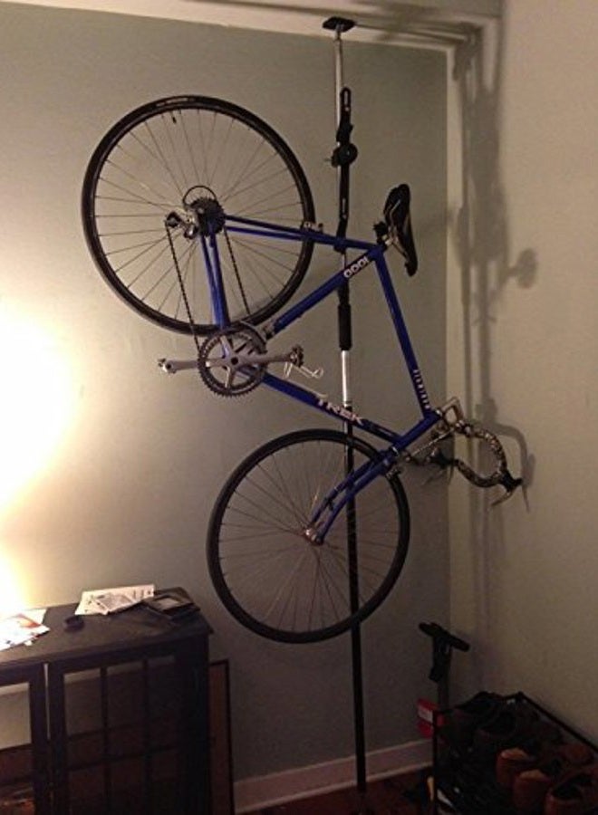 SPAREHAND Dual Bike Storage Rack - Heavy Duty, Adjustable Q-Rack II with 80 Lbs. Weight Capacity - Vertical Floor Storage System for 2 Bikes - Ideal for Garage and Indoor Bicycle Storage - Chrome - Image 4