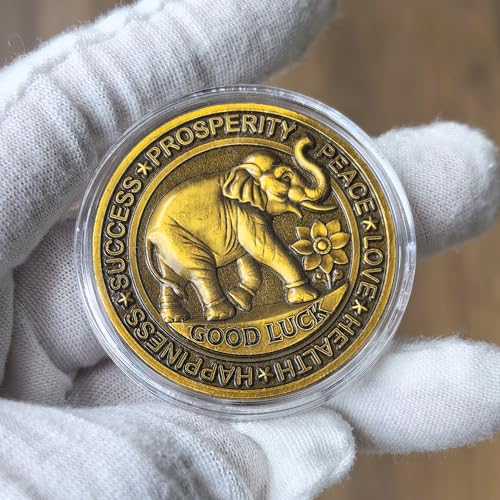 CYOUNG Good Luck Coin with Four Leaf Clover Elephant Design Prosperity Success Happiness Token for Motivation and Lottery Ticket Scratcher Tool - Image 5