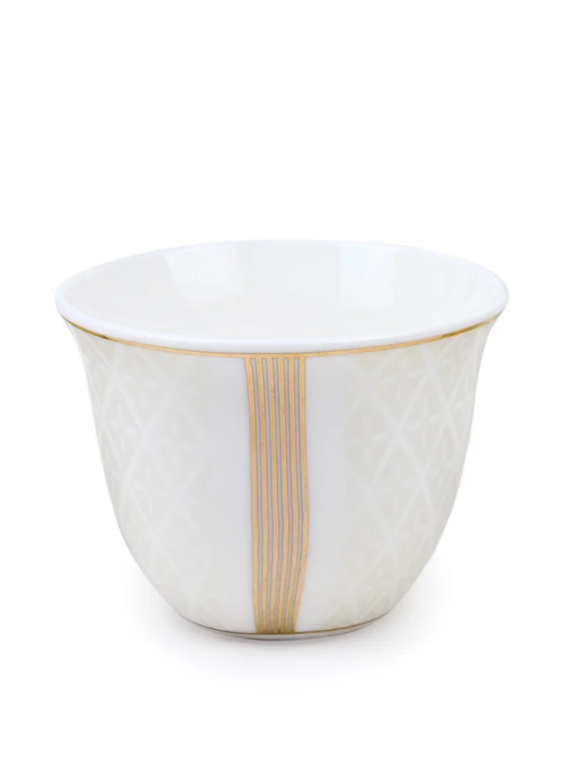 شالو Shallow Porcelain Amara Cawa Cup, 80ml (12 Pieces, White & Gold)