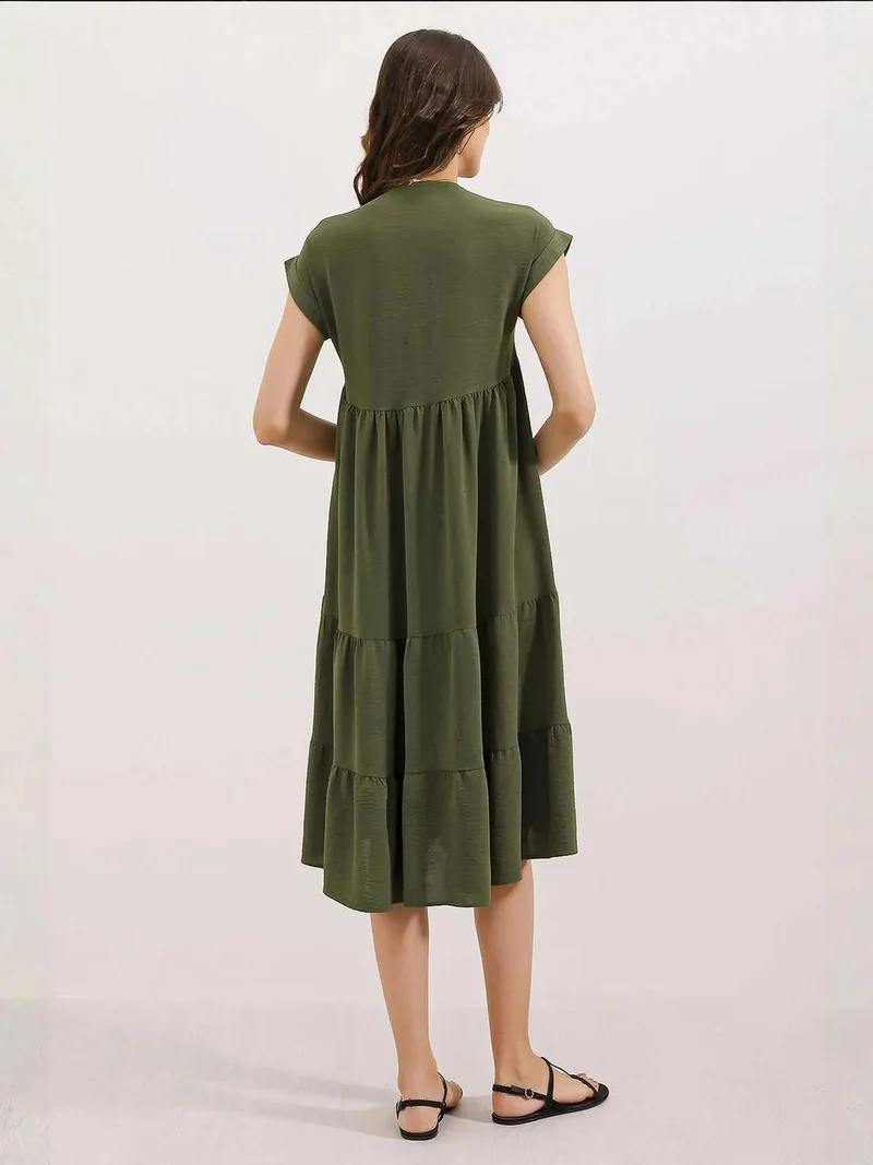 BIG DART BDART Frilly V-Neck Midi Dress