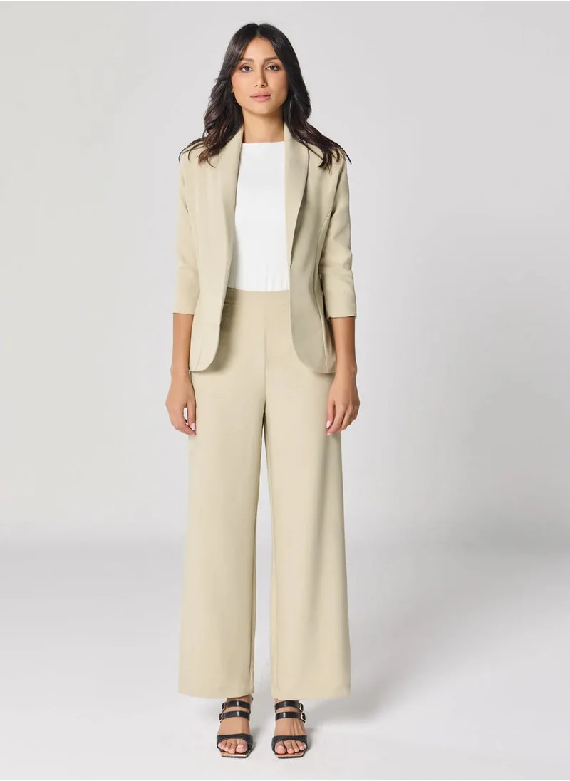 Zigzag Light Beige Flared Formal Trouser