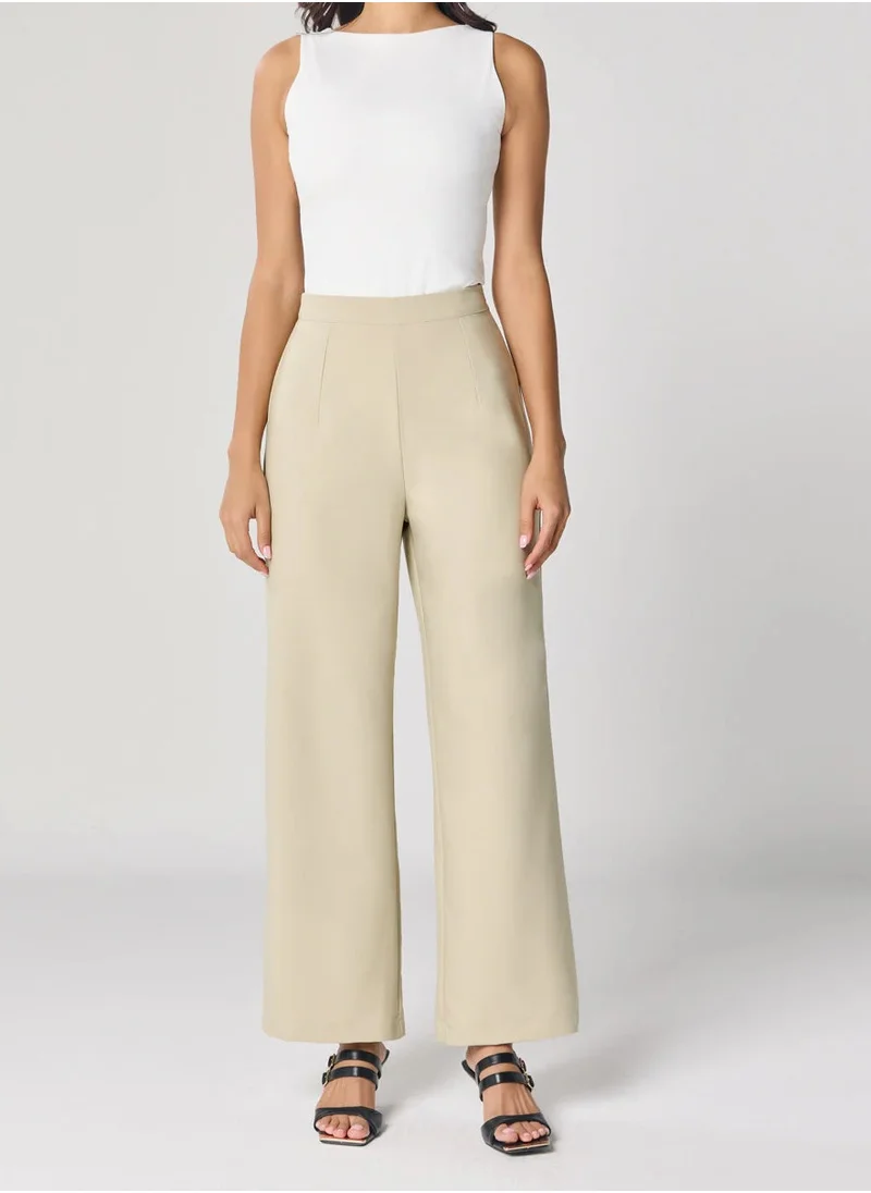 Zigzag Light Beige Flared Formal Trouser