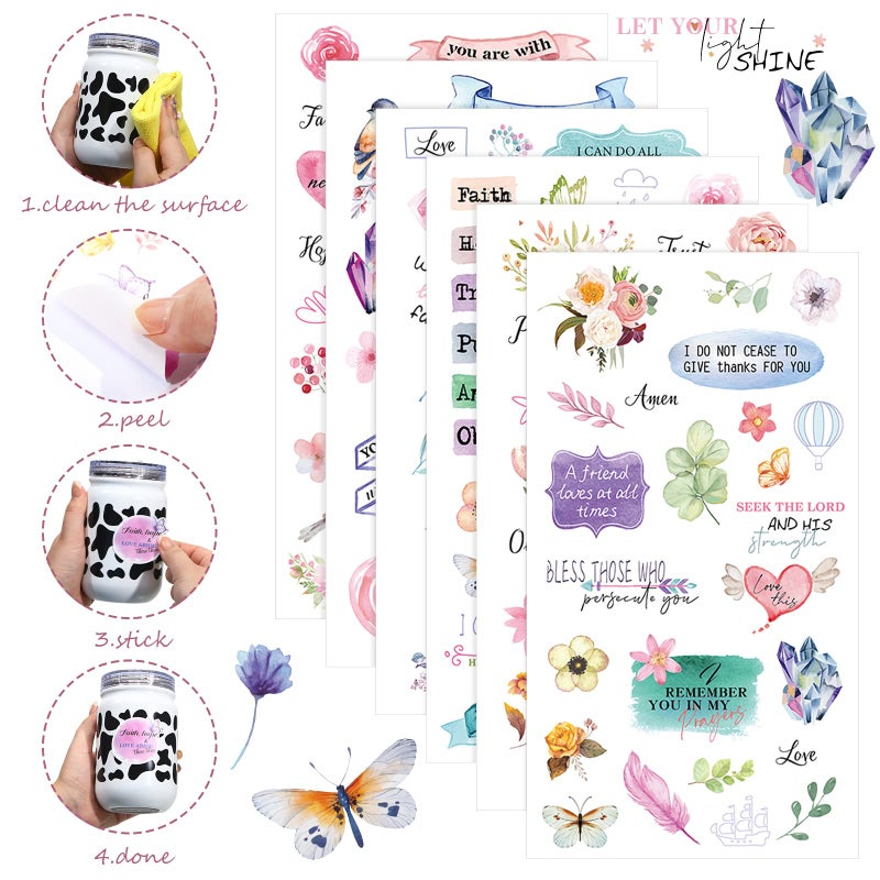 Outus 30 Sheets Bible Verse Stickers for Journaling Christian Scrapbook Stickers Inspirational Scripture Faith Seal Crafts Decals(Stylish Style) - Image 3